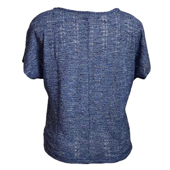 🎈Forever 21 F21 Blue Marled Lightweight Knit Relaxed Fit T Shirt Top Size Small - Picture 2 of 6
